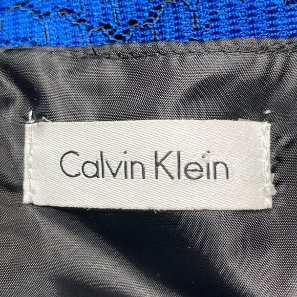 Calvin Klein Dress Womens 4P Celestial Blue Lace Scalloped Neck Sheath Cocktail - Picture 8 of 11